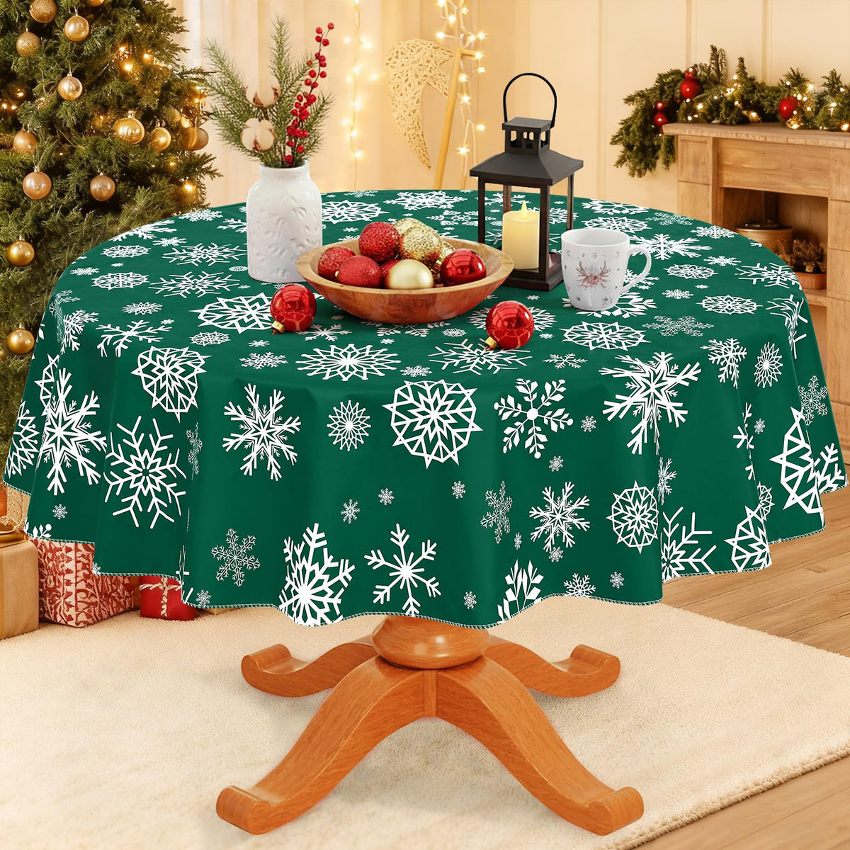 Smiry Rectangle Table Cloth, Flannel Backed Vinyl Tablecloth, 60"x84"
