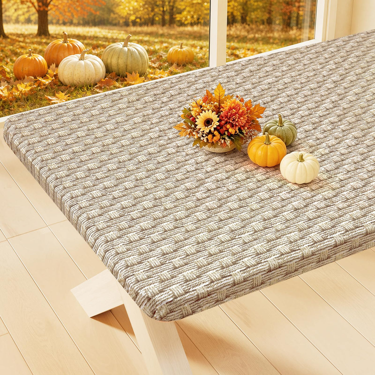 Smiry Rectangle Table Cloth, Waterproof Plastic Table Cover for 6FT Tables