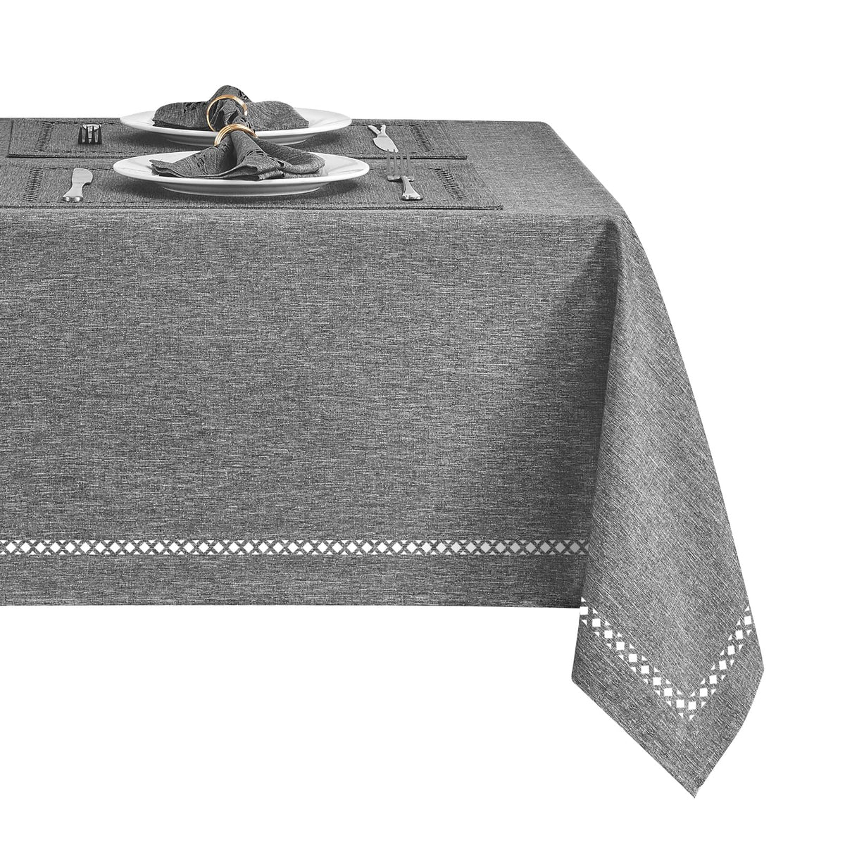Flaxen 52x70 Rectangle Polyester Linen Farmhouse Tablecloth