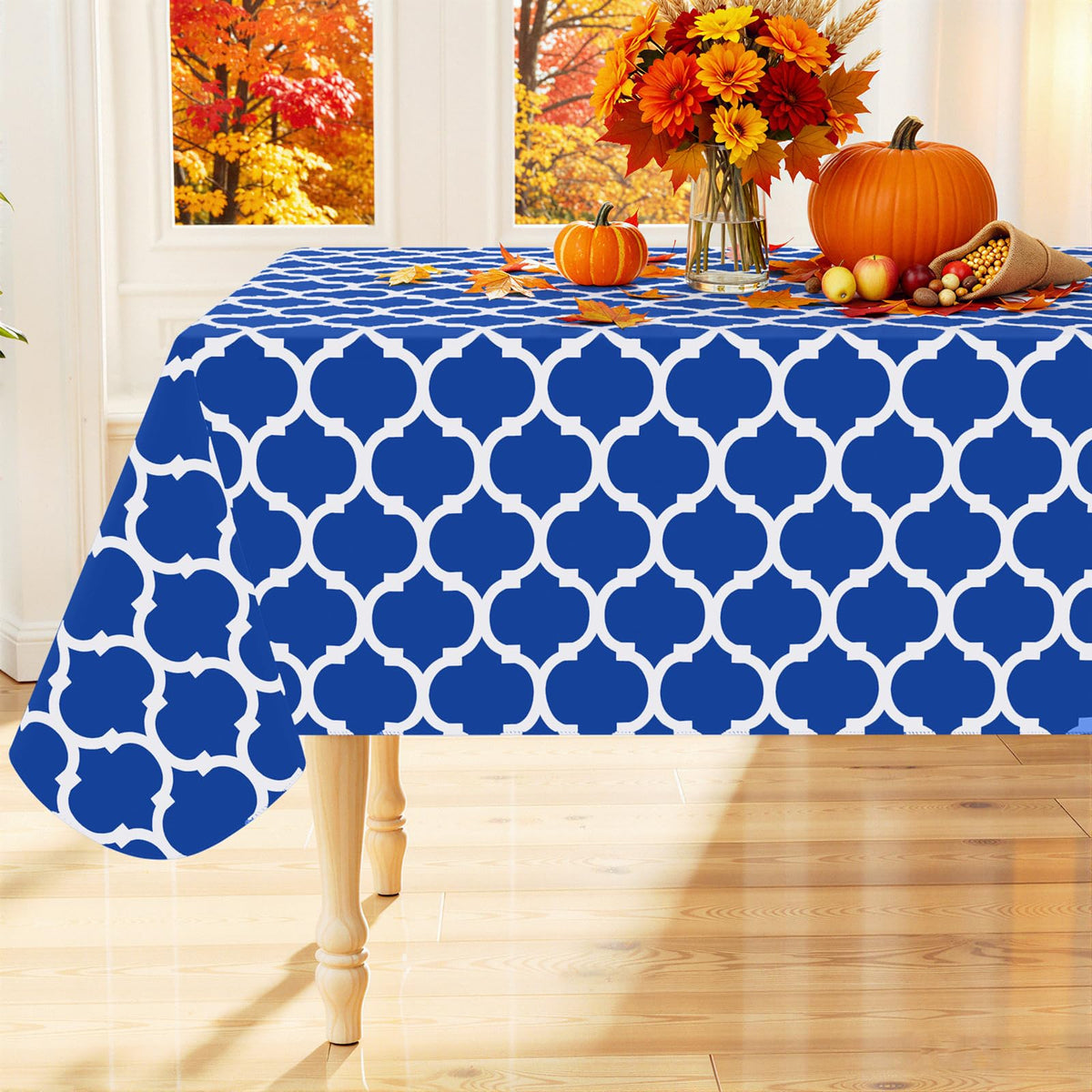 Smiry Rectangle Table Cloth, Flannel Backed Vinyl Tablecloth, 60"x84"