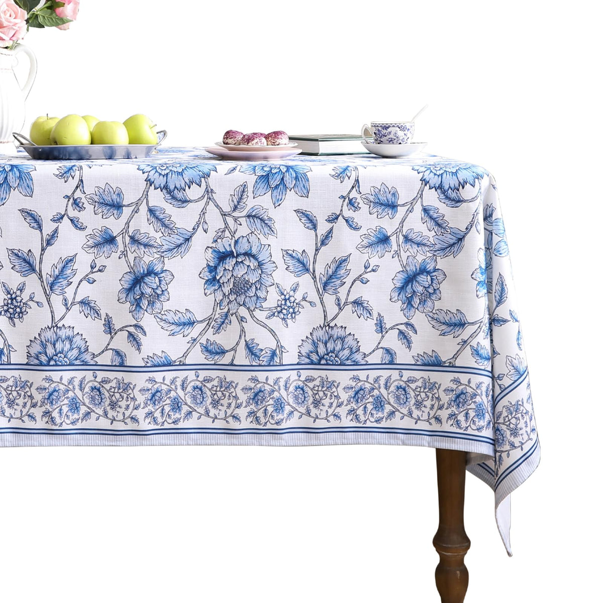 ISAENNE Designer Vintage Square Large Floral Tablecloth,67"x67"