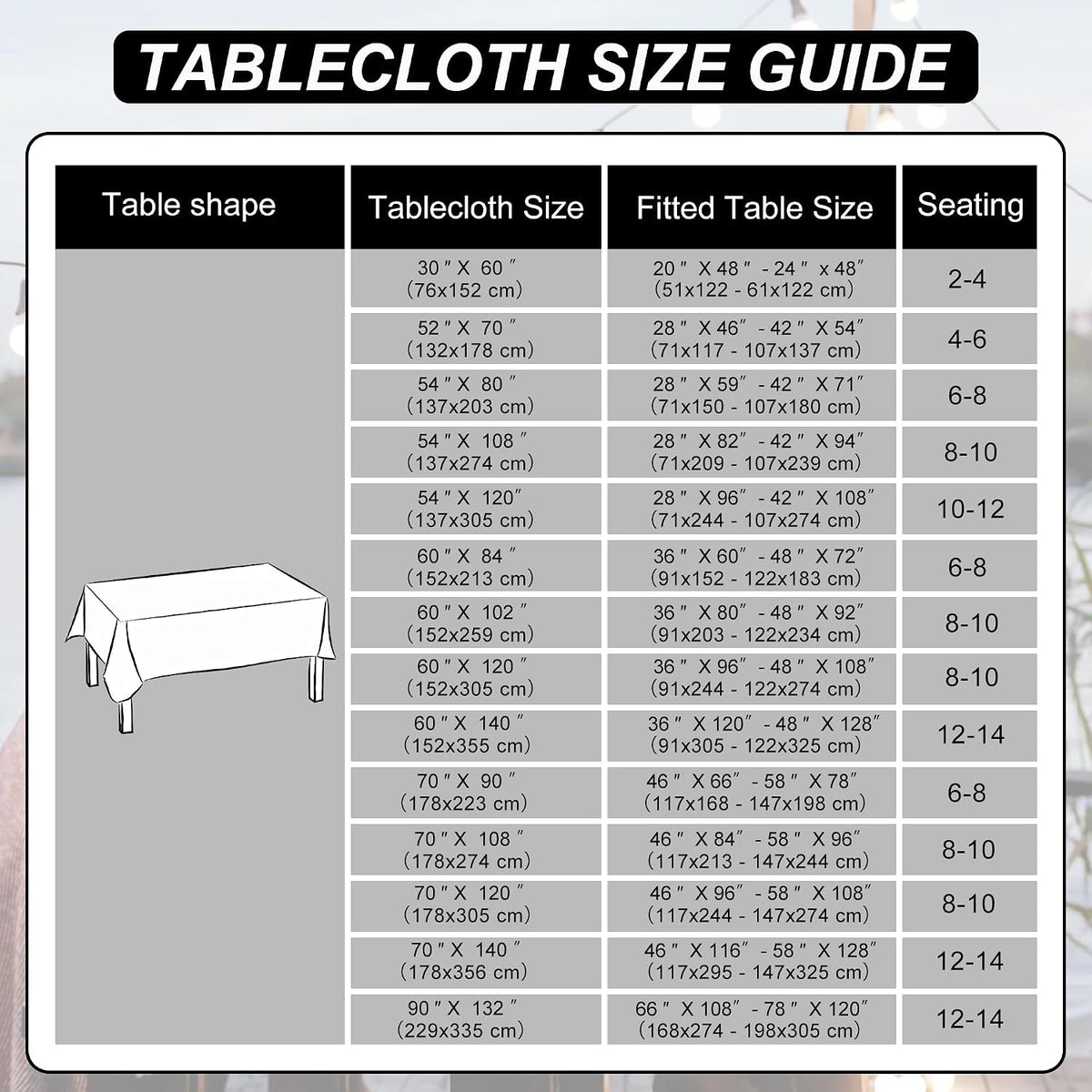 DWCN Rectangle Tablecloth - 60 x 84 Inch - Waterproof Stain and Wrinkle Resistant Washable Table Cloth, Decorative Fabric Table Cover for Kitchen Dining Room Party and Outdoor Use, Black