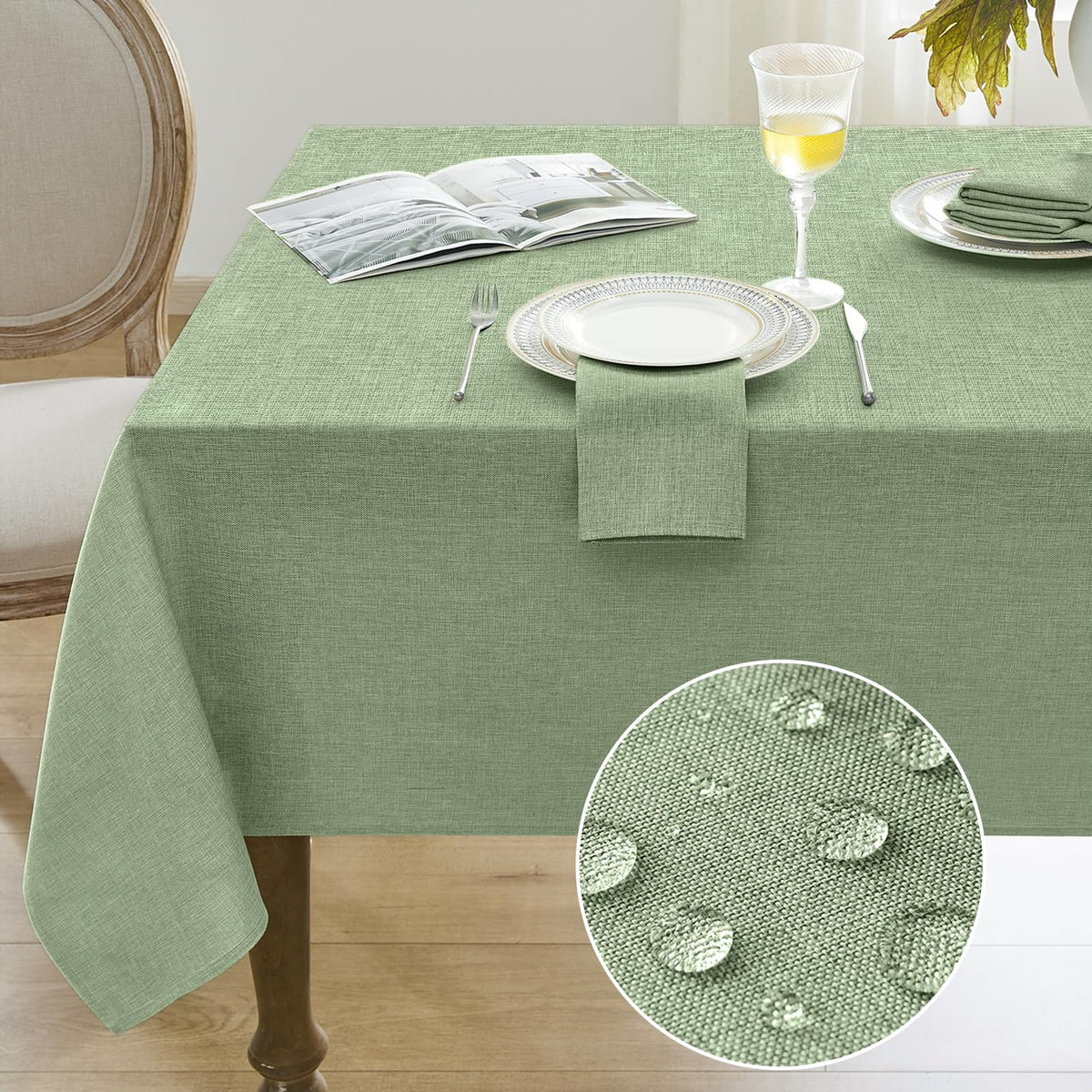 Softalker Faux Linen Round Fall Tablecloth 70 Inch, Autumn Table Cloth with Pumpkin & Maple Leaves, Orange Circle Table Cover Water Resistant for Outdoor, Thanksgiving, Kitchen-Harvest Themed