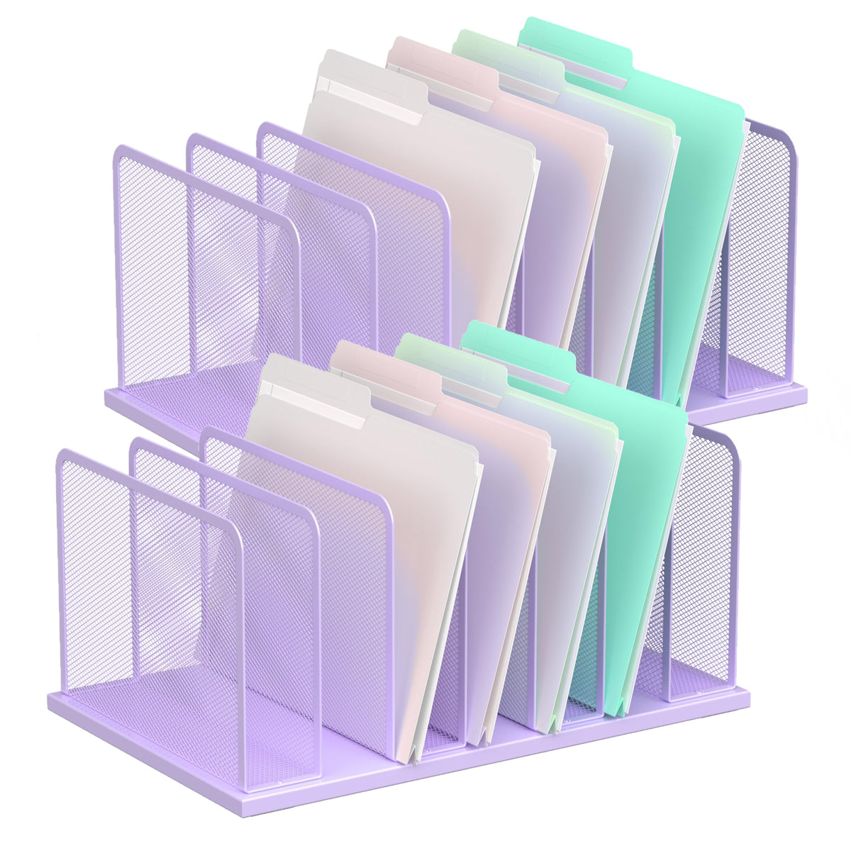 Kuntine.B Desk File Organizer Upright Mesh Desktop Organizer File Sorter Office Organization File Holder for Home, Office & Classroom (Black, 1 Pack 5-Section)
