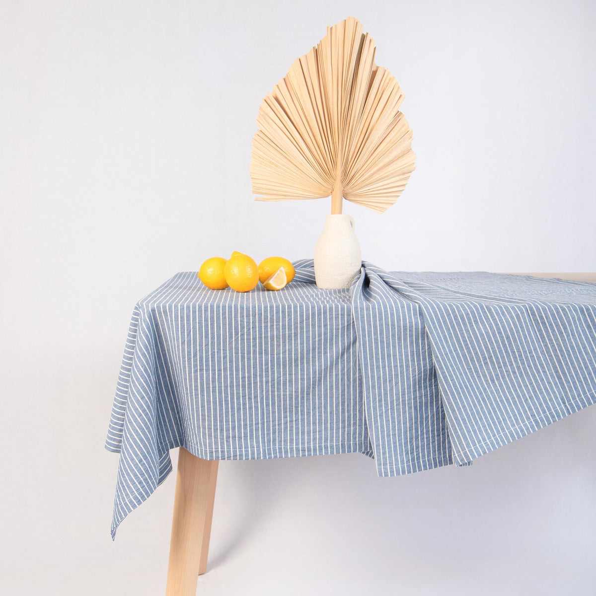 MONDAY MOOSE Ruffle Farmhouse Rustic Rectangle Natural Stonewashed Cotton Tablecloth for Kitchen, Dining Room, Restaurant (60x86 inch, Teal Green)