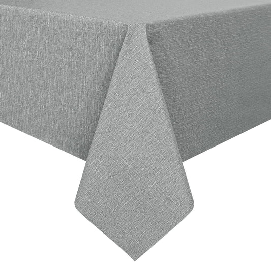 Romanstile Waterproof Vinyl Tablecloth Rectangle, 54 x 78 Inch, Light Grey