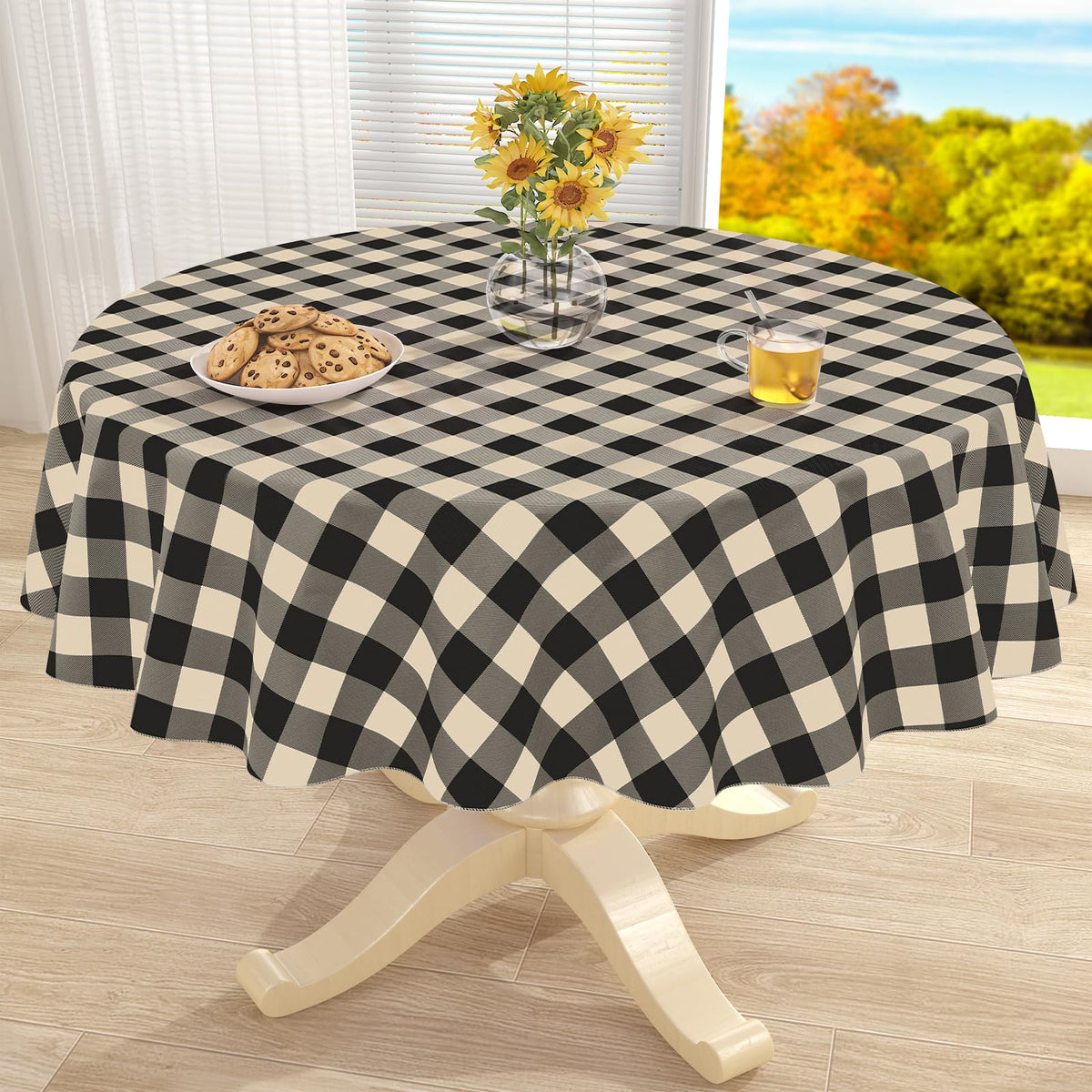 misaya Rectangular Waterproof Vinyl Table Cloth, Flannel Backed Tablecloth