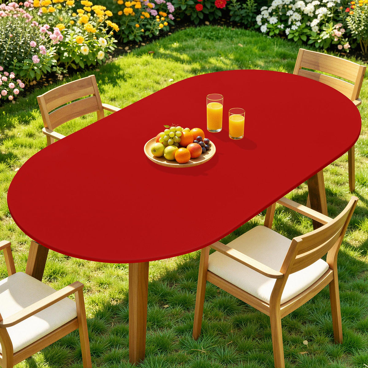 Moosfor Spandex Round Tablecloth, Fitted Table Cloth for 45"-56" Tables
