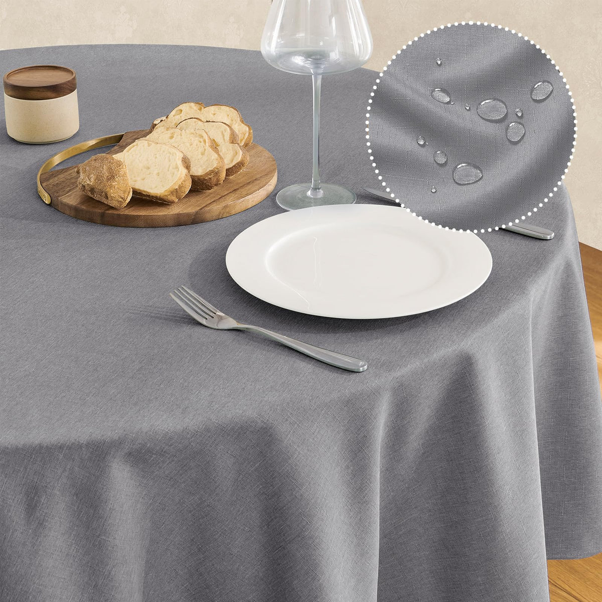 Veblandy Faux Linen Rectangle Tablecloth Waterproof 52x70 inch Table Cloth Stain and Wrinkle Resistant Washable, Decorative Fabric Table Cover for Dining, Kitchen, Wedding and Parties, Coffee