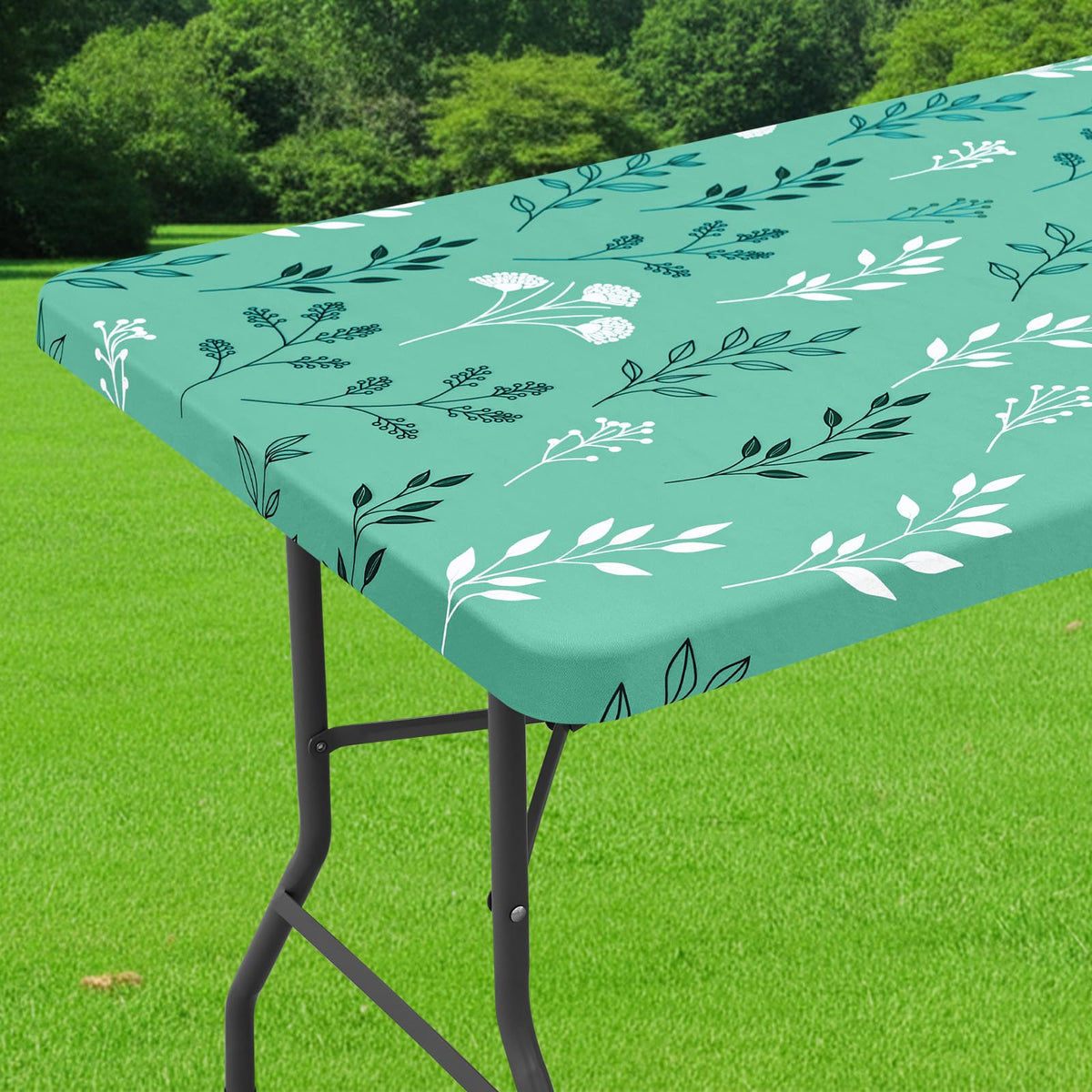 Smiry Spandex Printed 6FT Rectangle Table Cloth, Elastic Fitted Table Cover