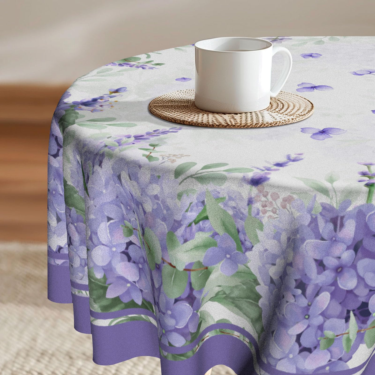 Imiss Floral Round Tablecloth Durable Washable Table Cover Bohemian Blue Red Floral Branches Decorative Farmhouse Table Cloth 60 Inch for Kitchen Dining Party Camping