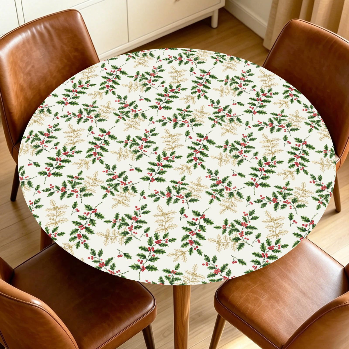Fall Round Fitted Tablecloth with Elastic Edge Orange Blue White Thanksgiving Pumpkin Table Cover 40-44 Inch Autumn Leaf Washable Table Cloth for Kitchen Dining Room Party Decor