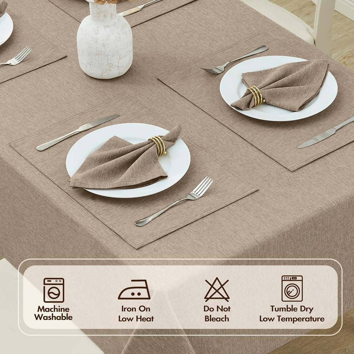 Flaxen 52x70 Rectangular Polyester Linen Farmhouse Tablecloth