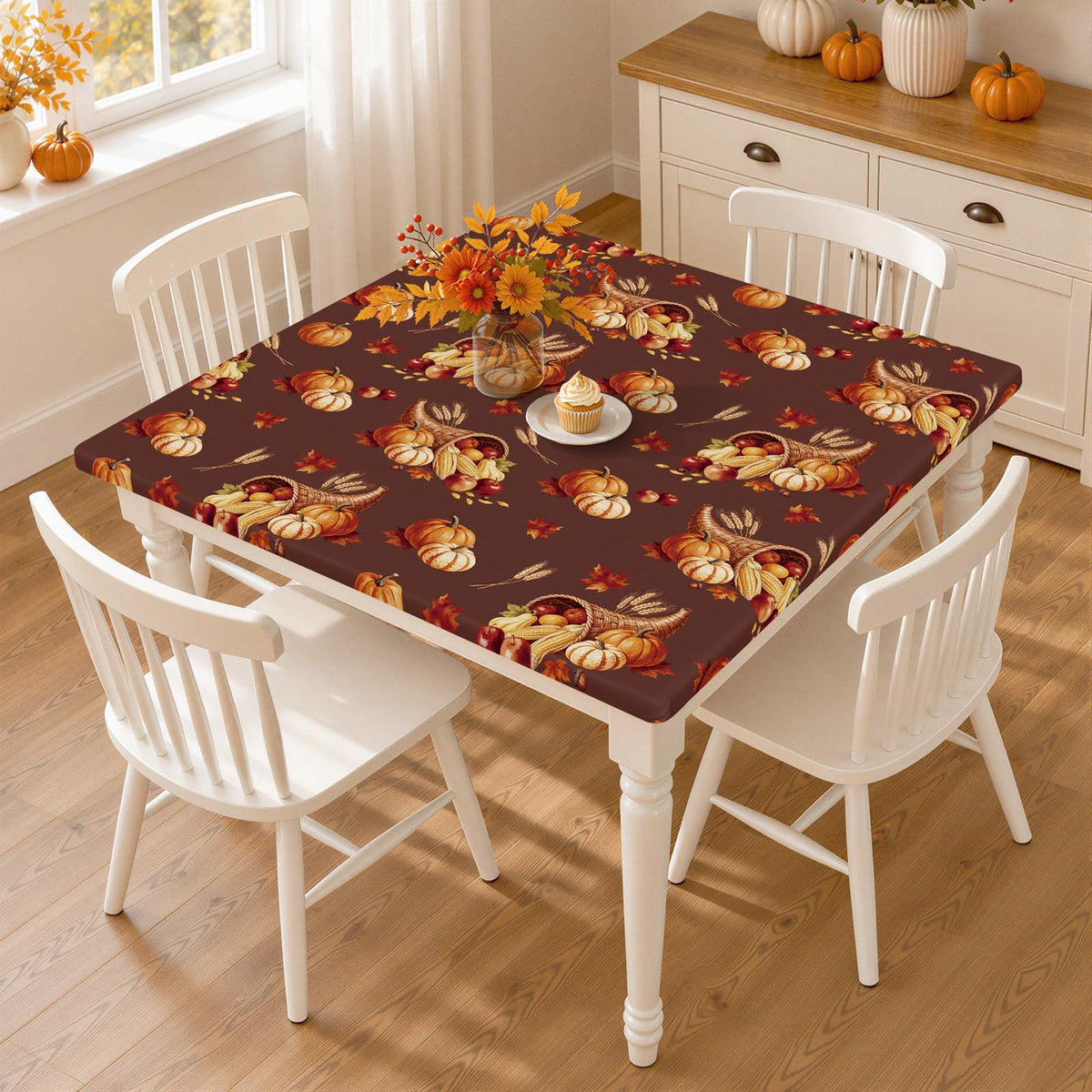 Smiry Rectangle Table Cloth, Waterproof Plastic Table Cover for 6FT Tables