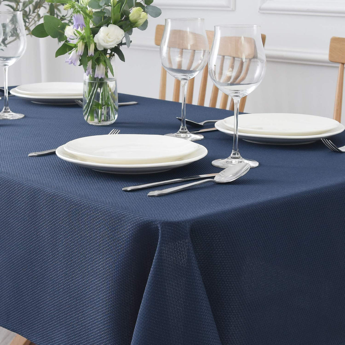maxmill Rectangle Textured Tablecloth Waterproof Spillproof Wrinkle Free Table Cloth, Kitchen Dining Tabletop Decoration, Fabric Table Cover for Outdoor and Indoor Use, 52 x 70 Inch, Beige