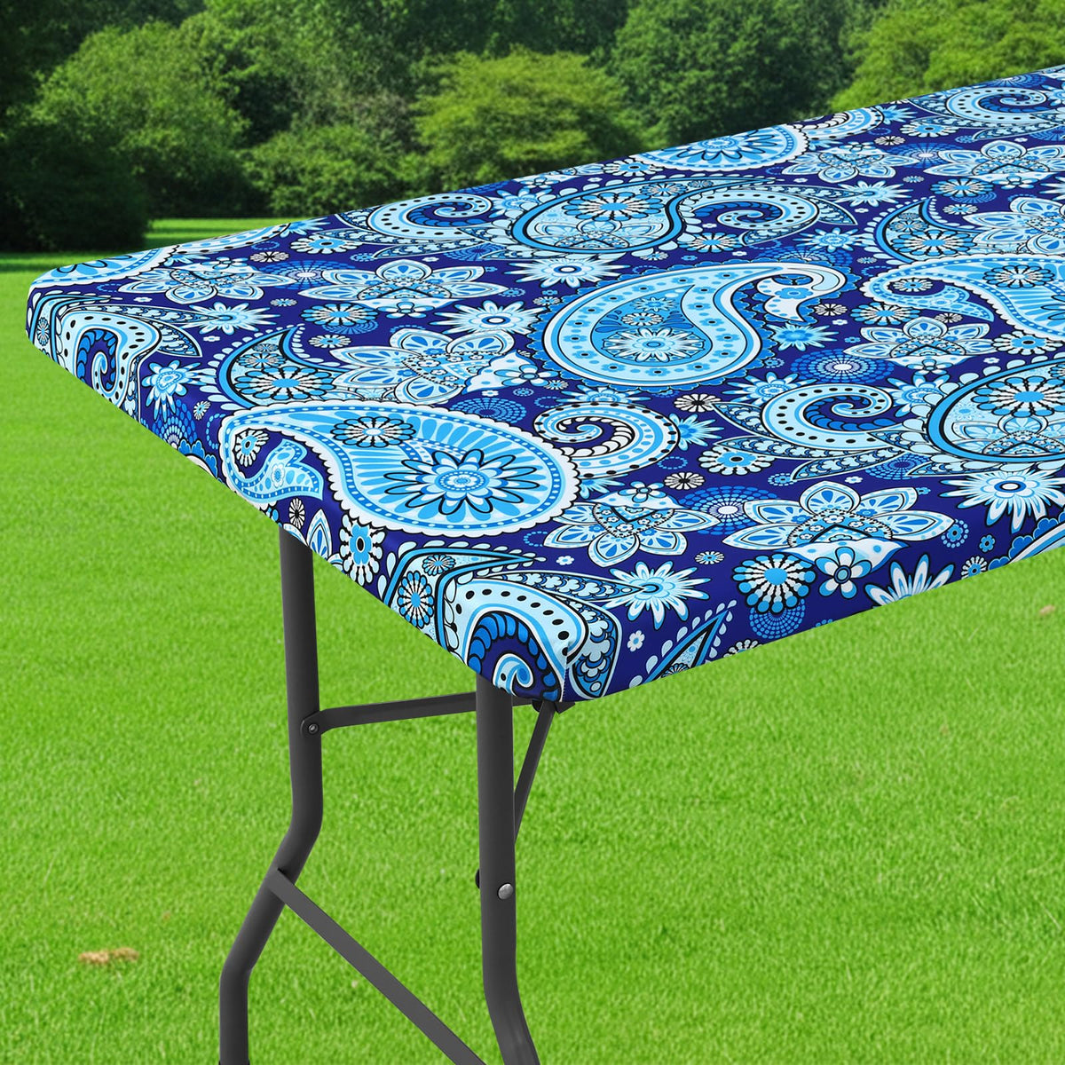 Smiry Spandex Printed 6FT Rectangle Table Cloth, Elastic Fitted Table Cover