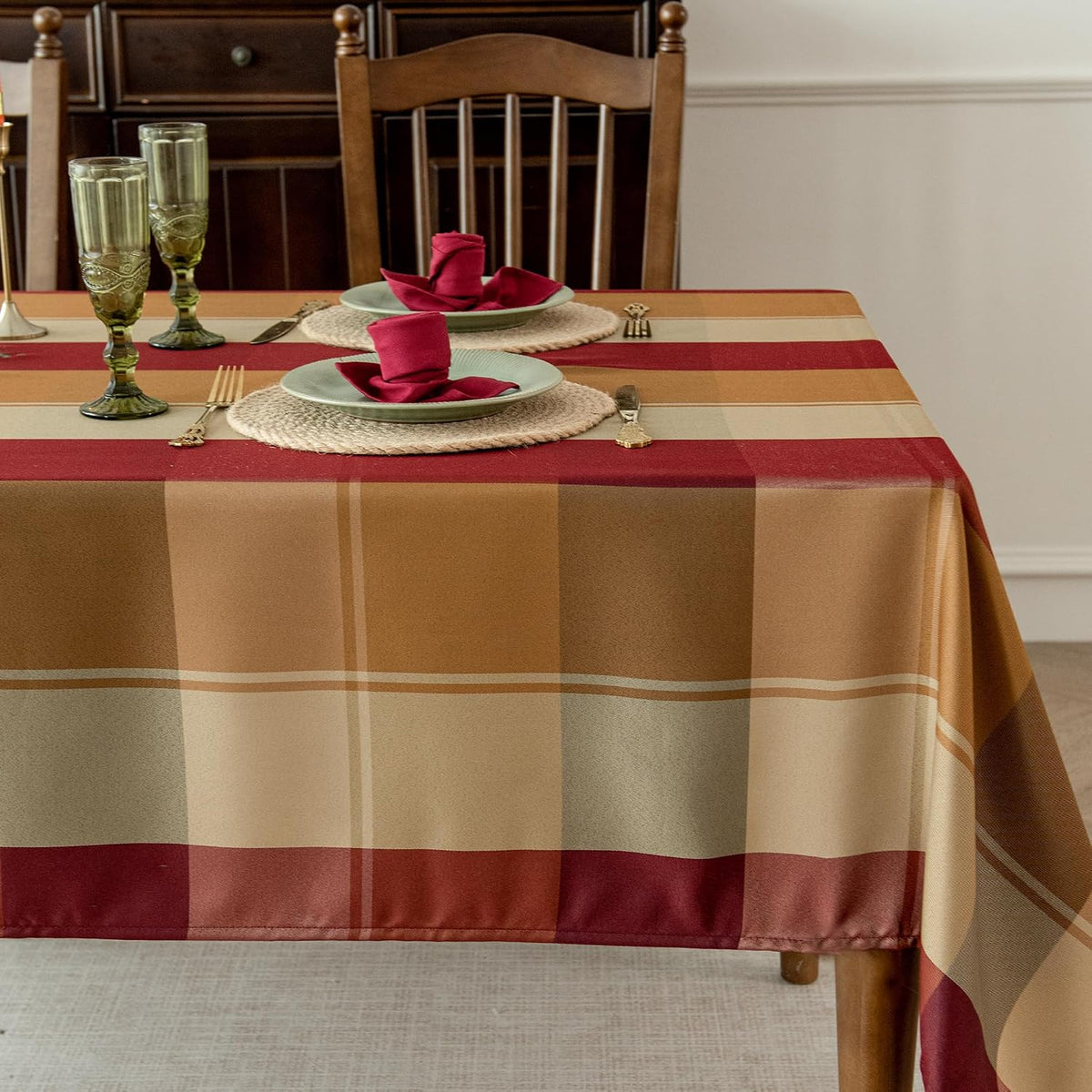 Rectangle Plaid Tablecloth for Thanksgiving, 60x84 inches