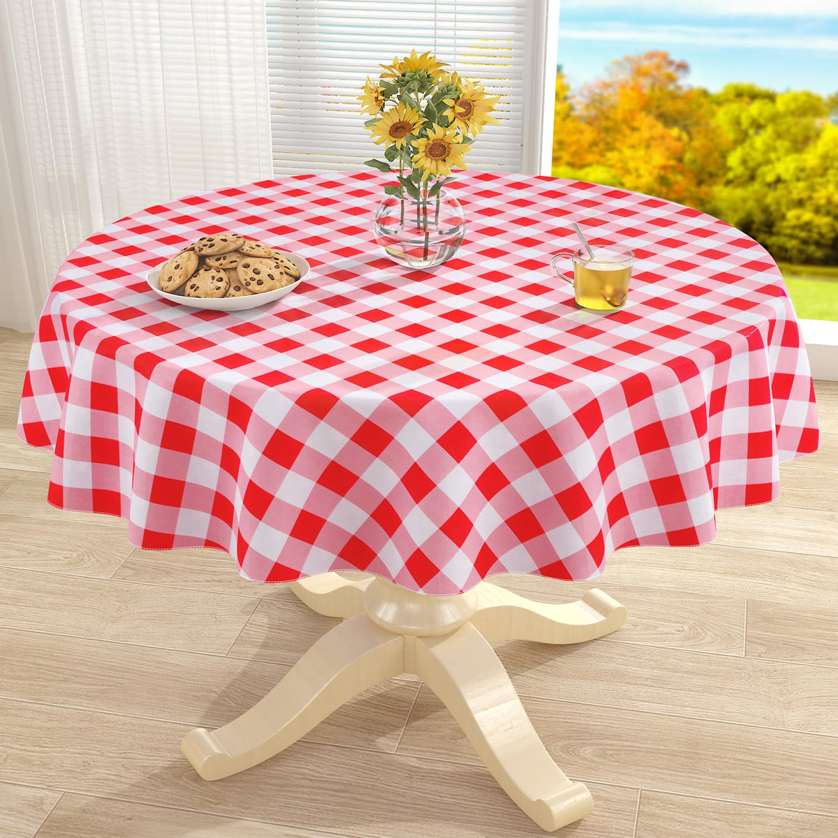 misaya Rectangular Waterproof Vinyl Table Cloth, Flannel Backed Tablecloth