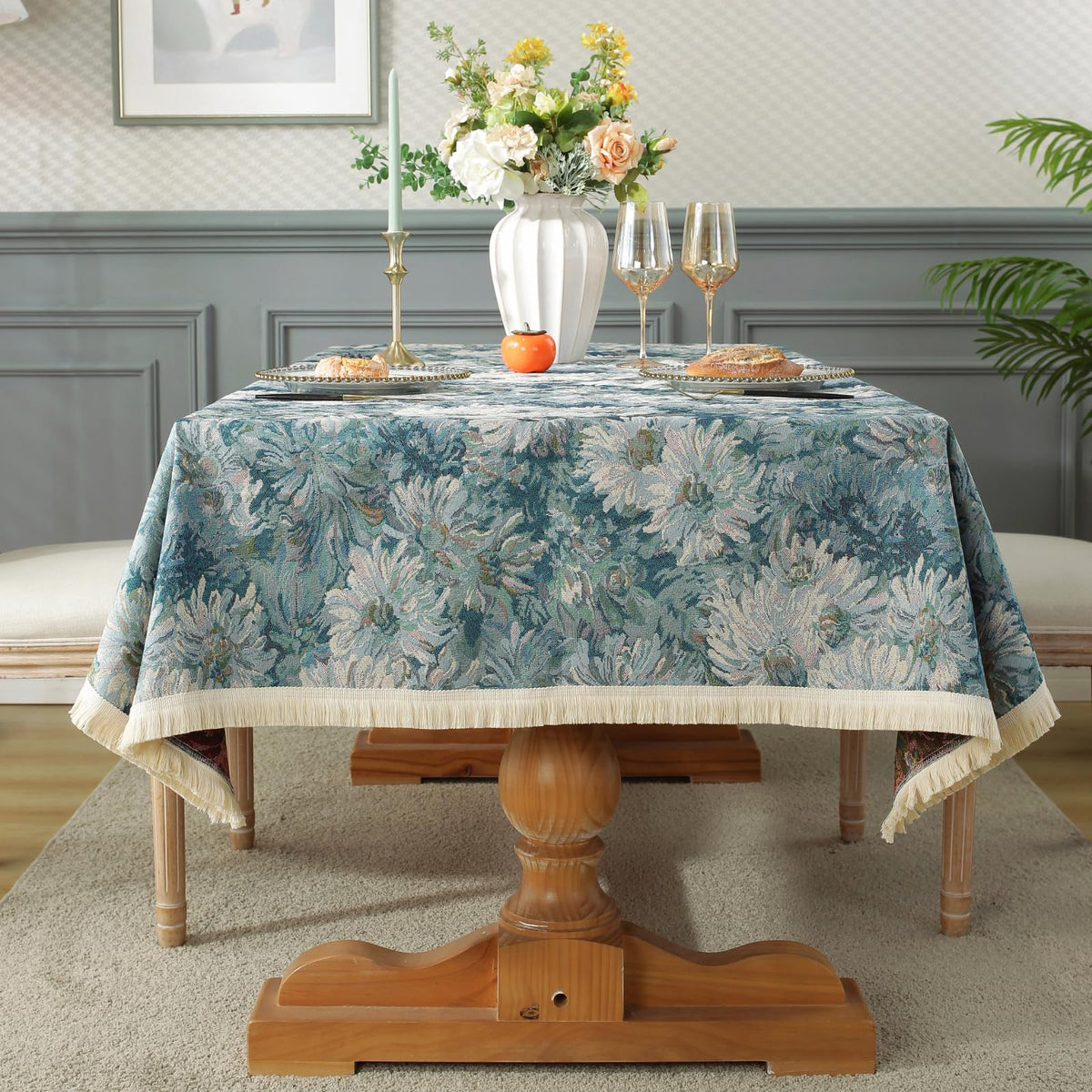 AIRCOWRIE Waterproof Rectangle Vinyl Tablecloths 108x54 Inch