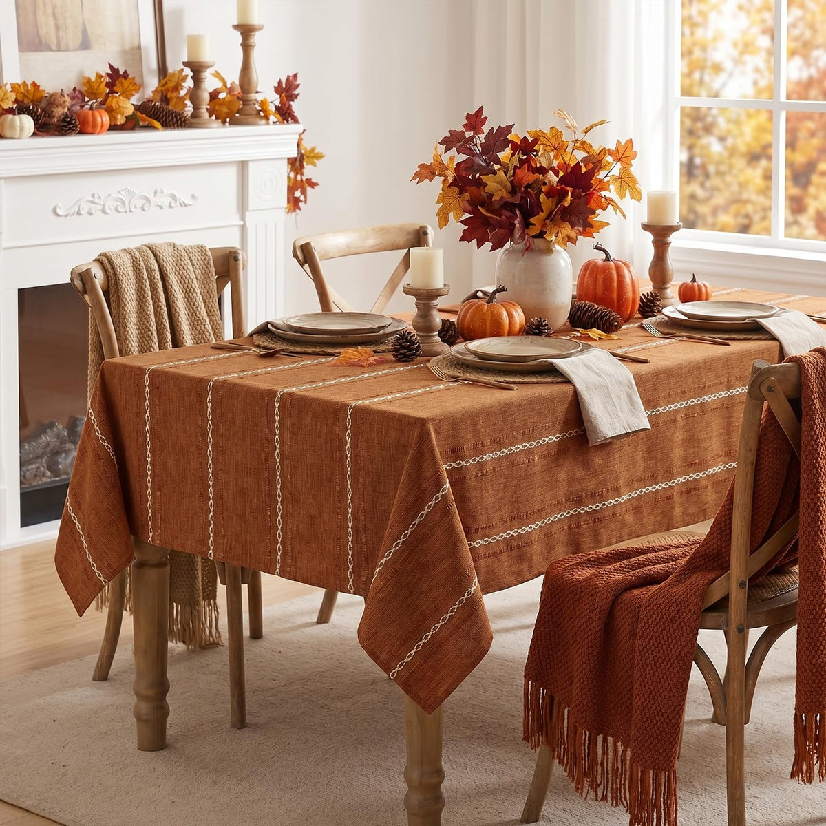 Horaldaily Blue Rectangular Tablecloth, 60×84 Inch, Farmhouse Decor