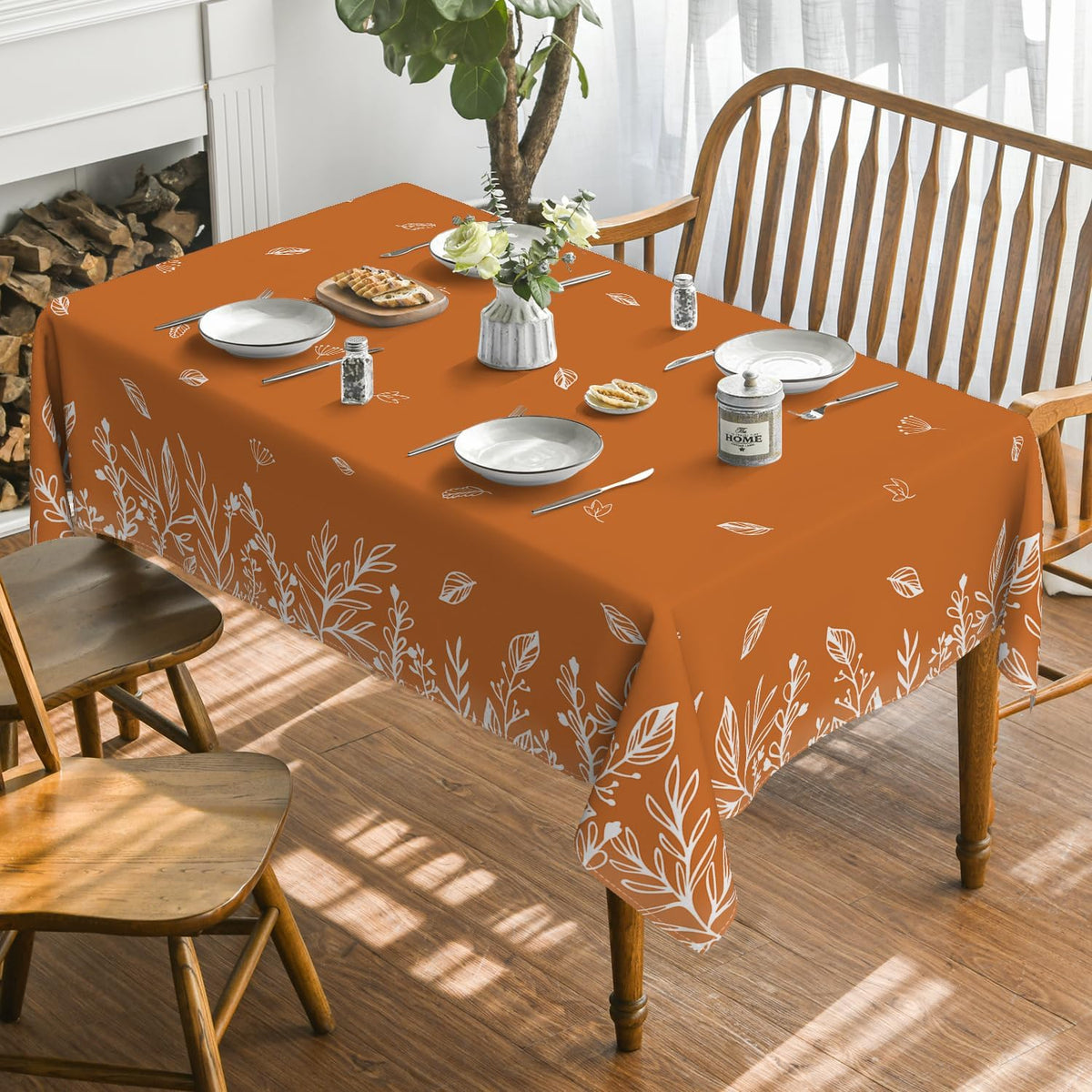Horaldaily Fall Tablecloth 60 x 84 Inch Rectangular Thanksgiving Orange