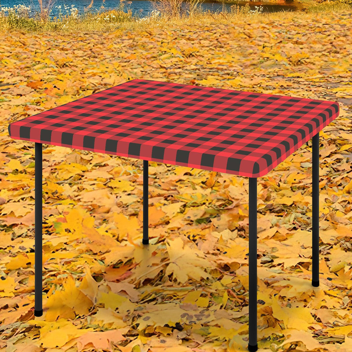 Smiry 6 Foot Picnic Table Cloth, Flannel Backed Fitted Vinyl tablecloths