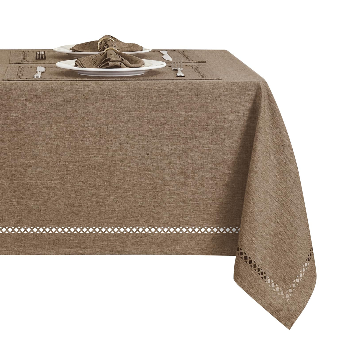 Flaxen 52x70 Rectangle Polyester Linen Farmhouse Tablecloth