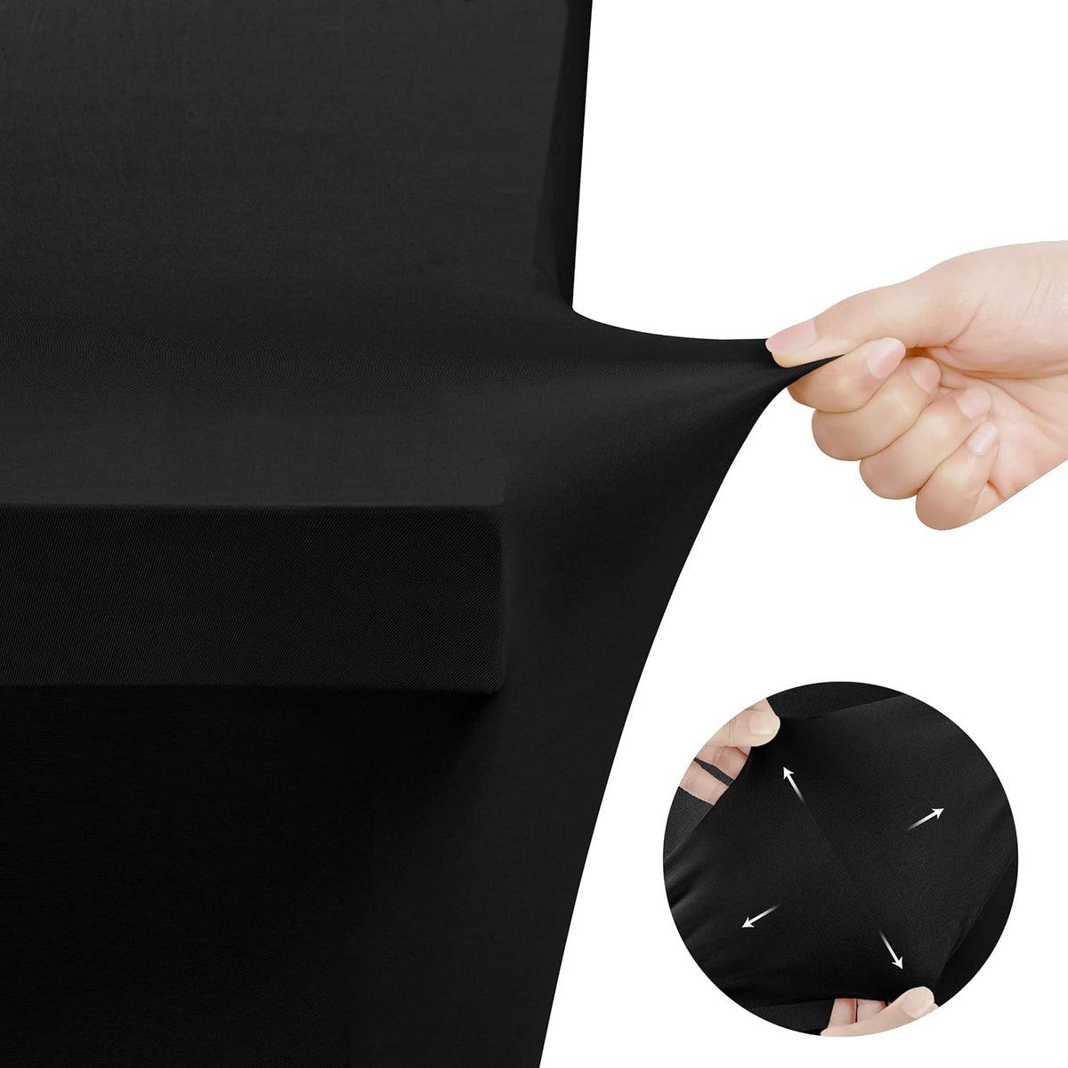 Utopia Kitchen Spandex Table Cloth 2 Pack [8FT, 96Lx30Wx30H Inch, Black]