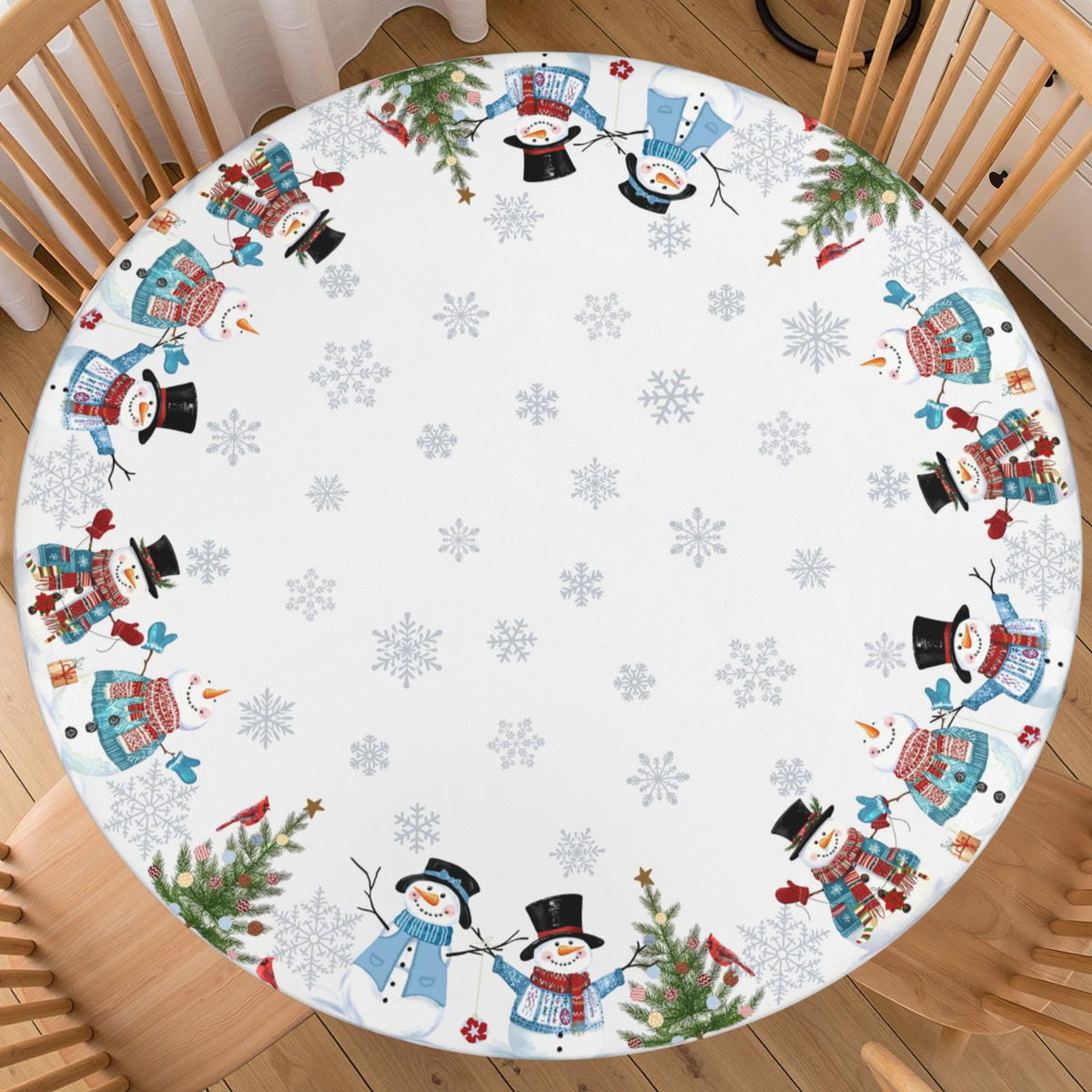 Fall Round Fitted Tablecloth with Elastic Edge Orange Blue White Thanksgiving Pumpkin Table Cover 40-44 Inch Autumn Leaf Washable Table Cloth for Kitchen Dining Room Party Decor