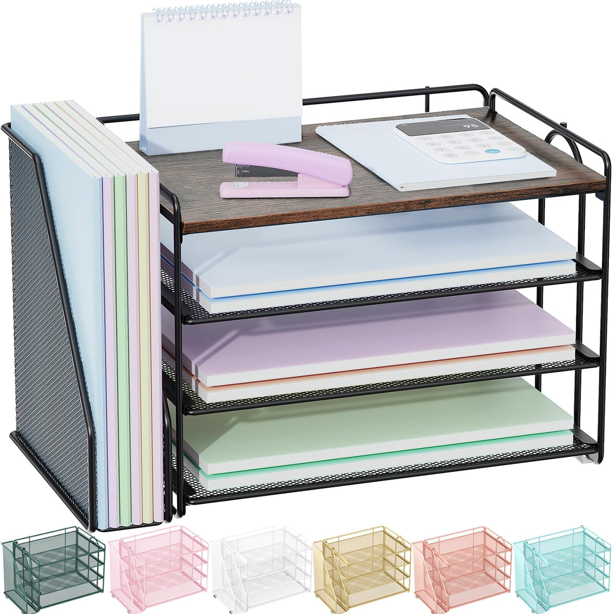 Spacrea 4-Tier Paper Organizer for Desk with File Organizer