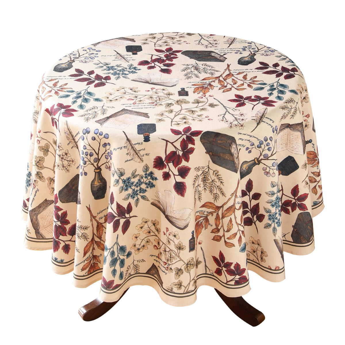 ISAENNE Designer Vintage Square Large Floral Tablecloth,67"x67"