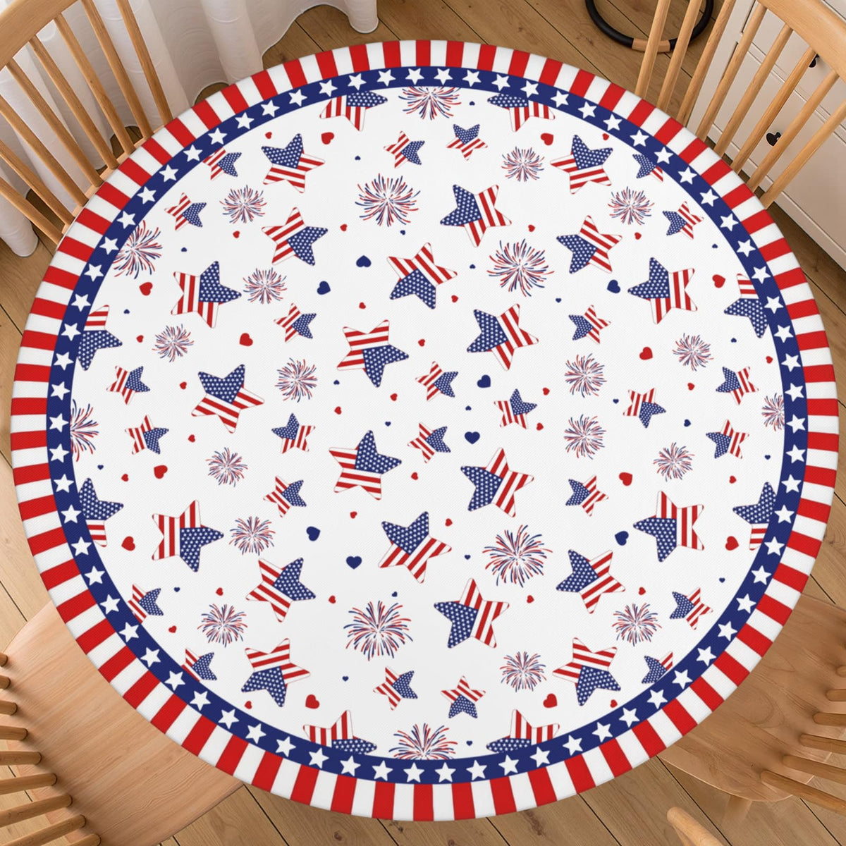 Fall Round Fitted Tablecloth with Elastic Edge Orange Blue White Thanksgiving Pumpkin Table Cover 40-44 Inch Autumn Leaf Washable Table Cloth for Kitchen Dining Room Party Decor
