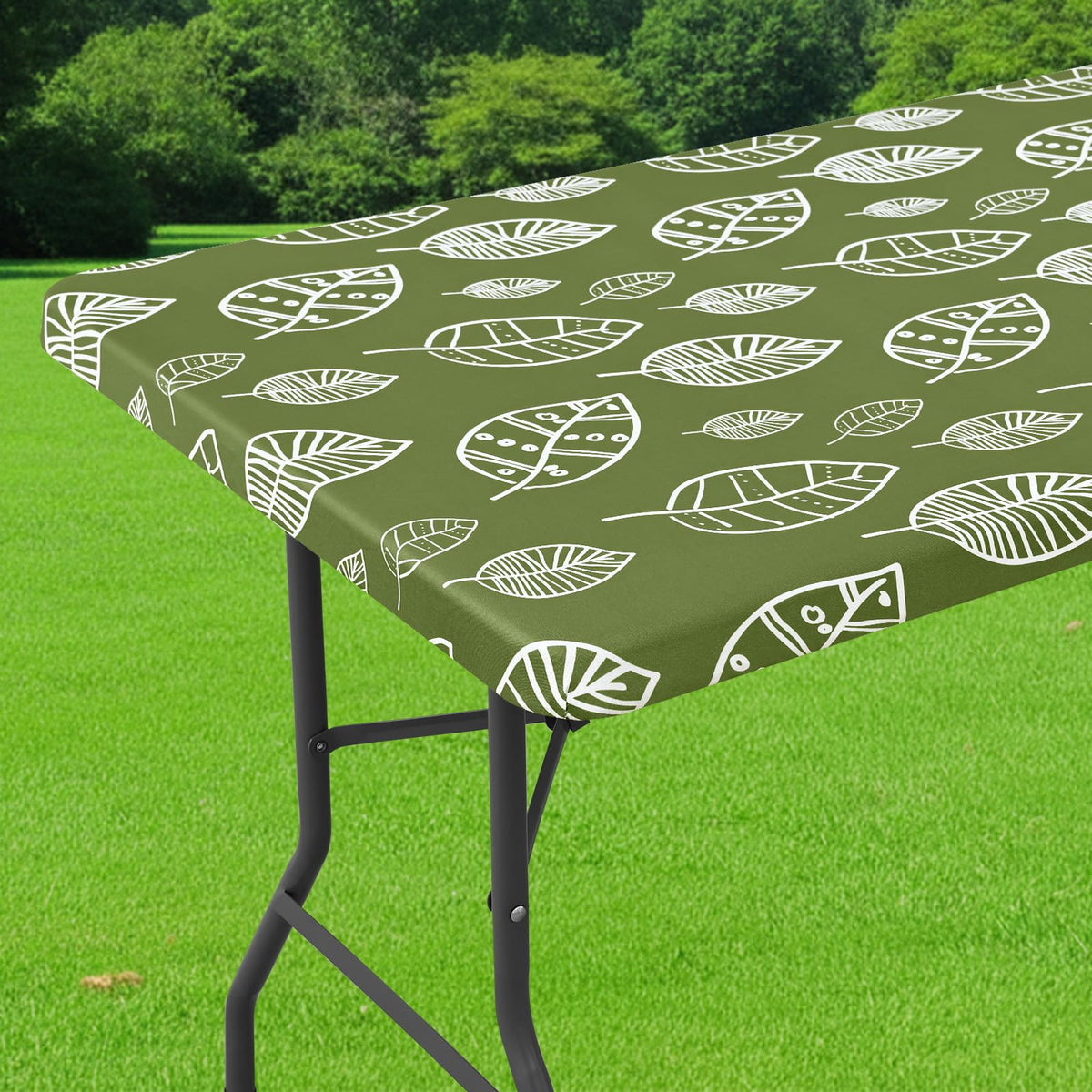 Smiry Spandex Printed 6FT Rectangle Table Cloth, Elastic Fitted Table Cover