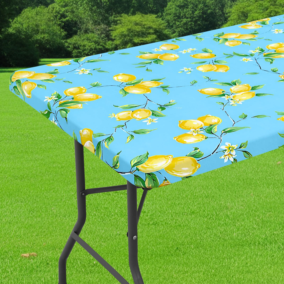 Smiry Spandex Printed 6FT Rectangle Table Cloth, Elastic Fitted Table Cover