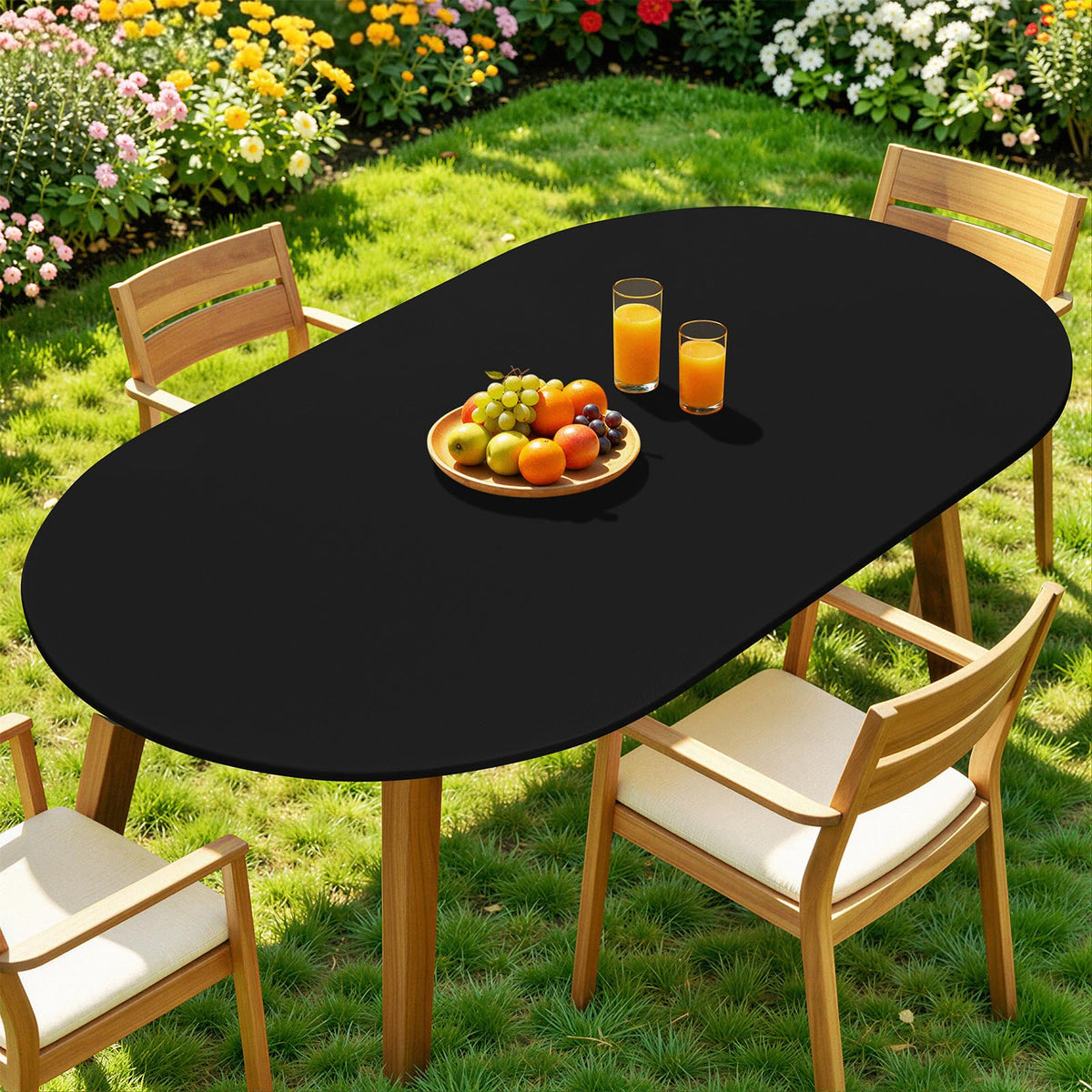 Moosfor Spandex Round Tablecloth, Fitted Table Cloth for 45"-56" Tables