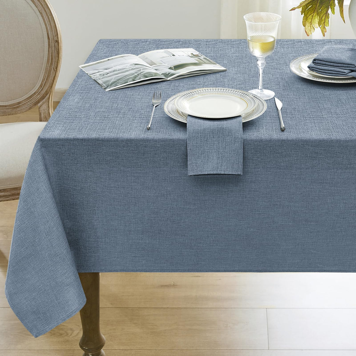 Softalker Faux Linen Round Fall Tablecloth 70 Inch, Autumn Table Cloth with Pumpkin & Maple Leaves, Orange Circle Table Cover Water Resistant for Outdoor, Thanksgiving, Kitchen-Harvest Themed
