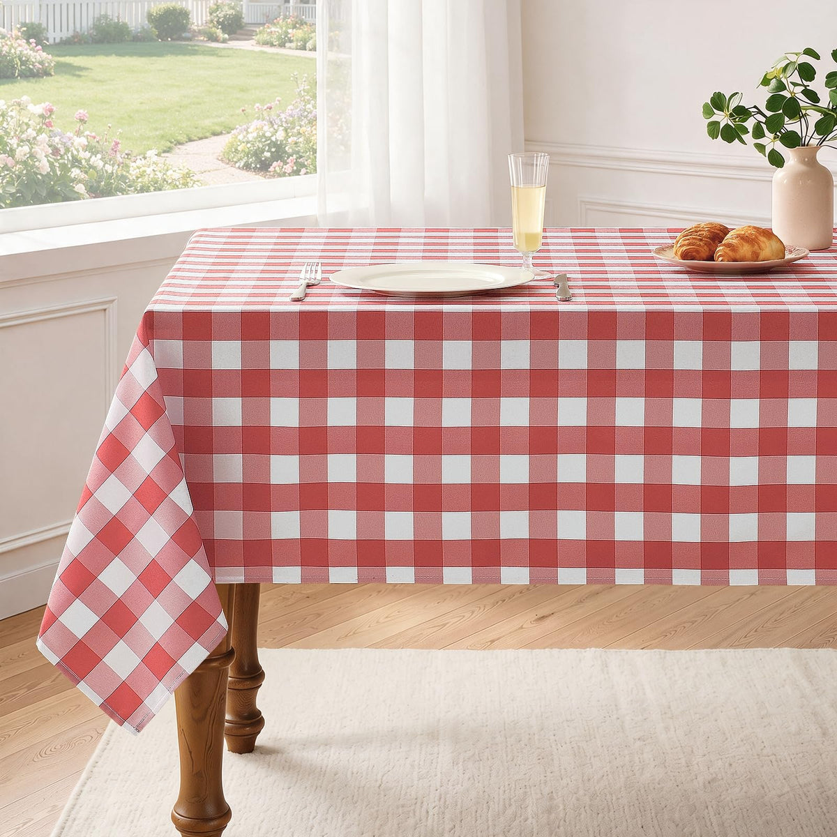 Veblandy Checkered Tablecloth Rectangle Waterproof Gingham Table Cloth Washable Buffalo Plaid Table Cover Wrinkle Free for Kitchen, Dining and Outdoor Picnic, 52 x 70 Inch, Sage Green and White