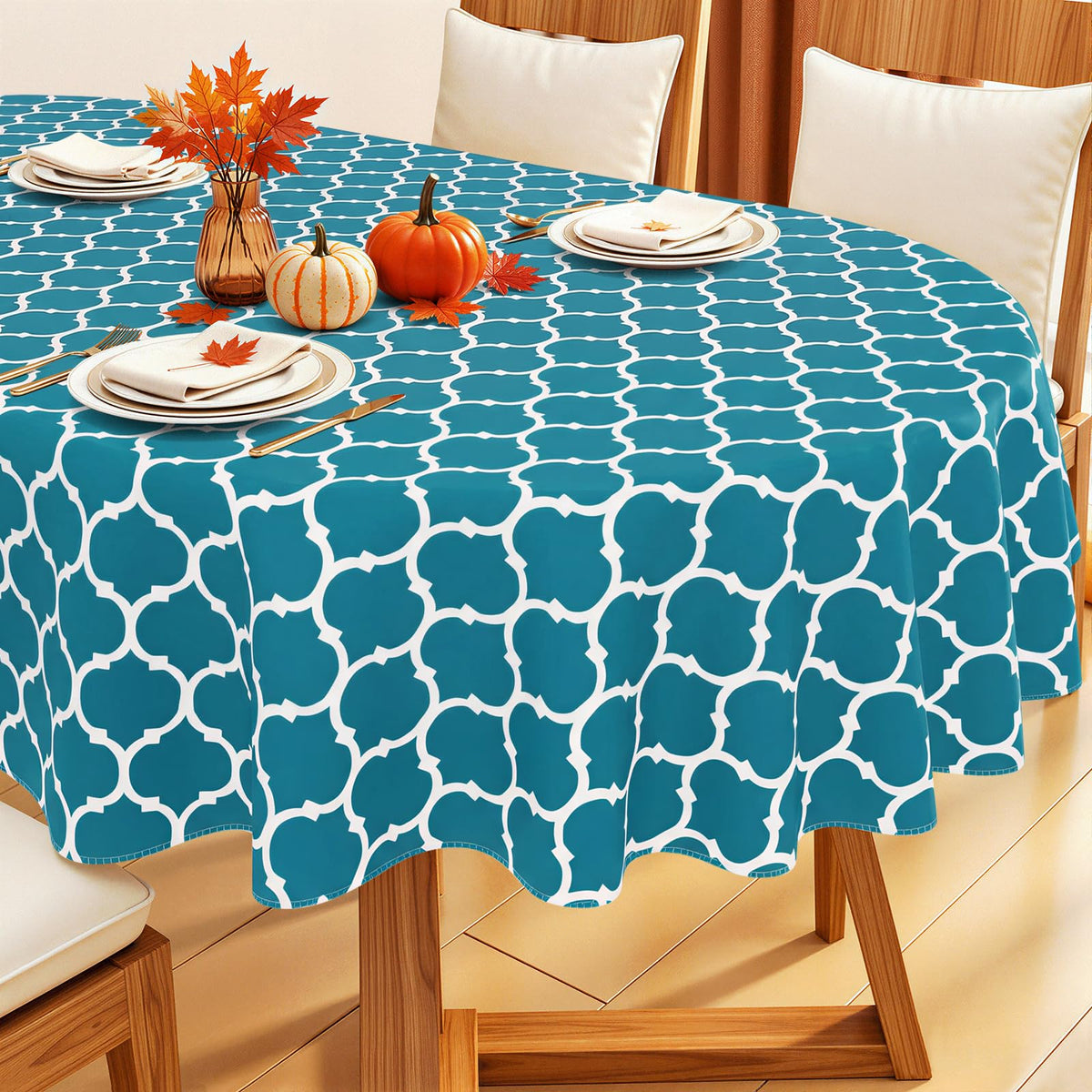 Smiry Rectangle Table Cloth, Flannel Backed Vinyl Tablecloth, 60"x84"