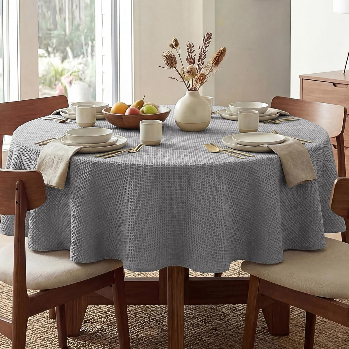 H.VERSAILTEX Rectangle Tablecloth Waffle Textured Waterproof Table Cloth Stain Resistant Wrinkle Free Washable Decorative Table Cover for Dining, Kitchen, Wedding and Parties (54x108 Inch,Taupe)