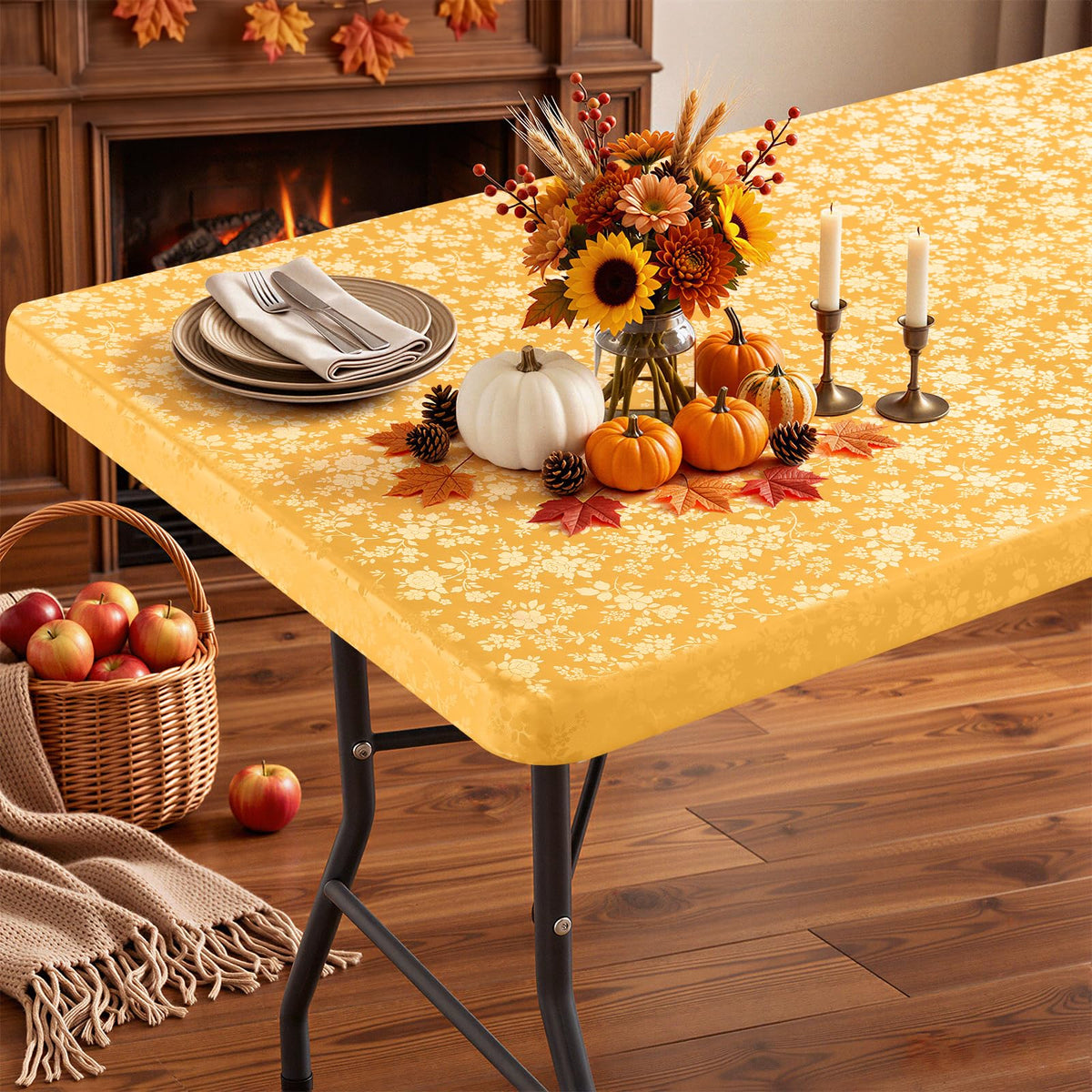 Smiry Heavy Duty Vinyl Fitted Tablecloths for 6 Foot Rectangle Tables