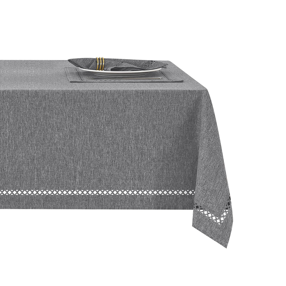 Flaxen 52x70 Rectangle Polyester Linen Farmhouse Tablecloth