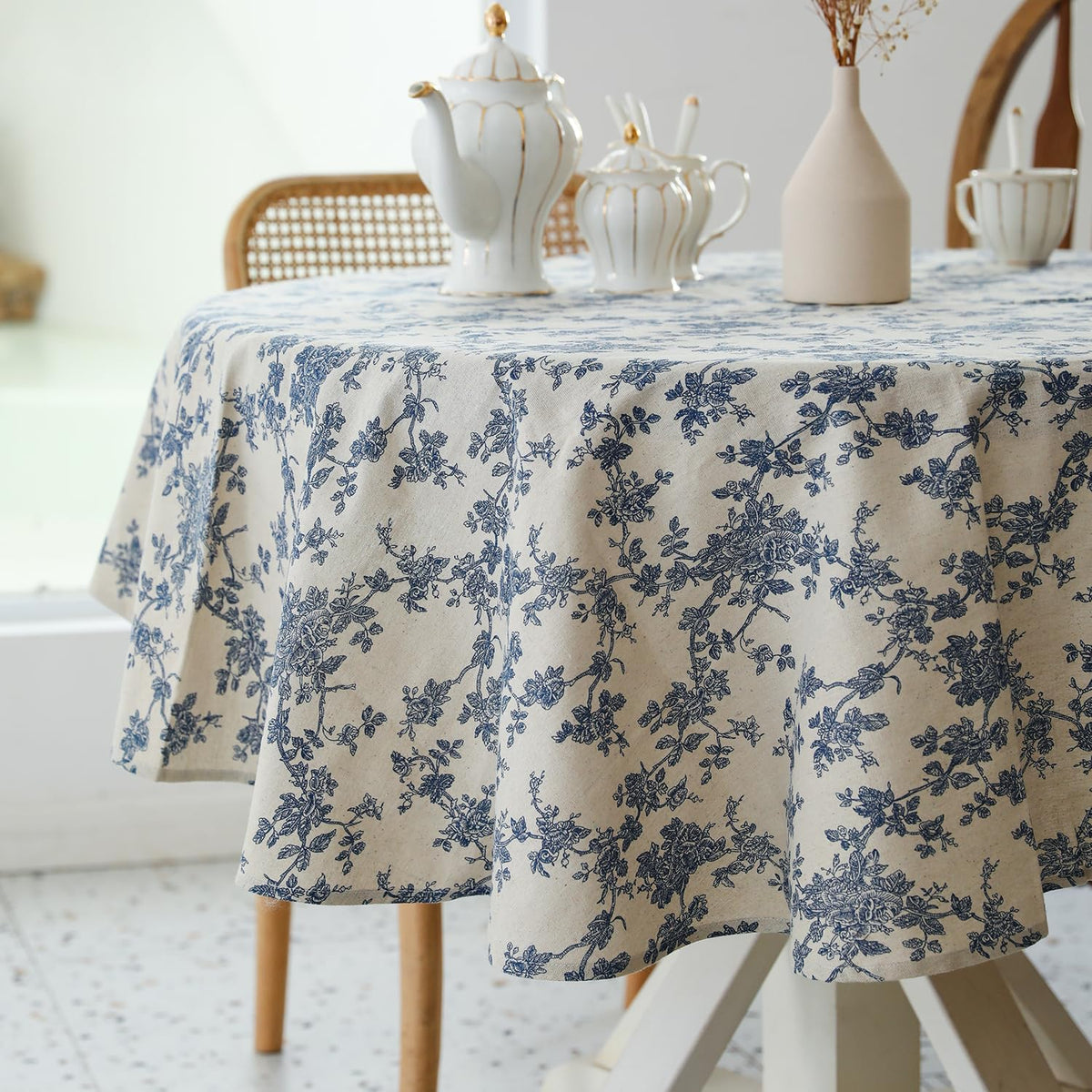 YiHomer Pastoral Rectangle Table Cloth 100% Polyester Fabric 52 x 70 Inch