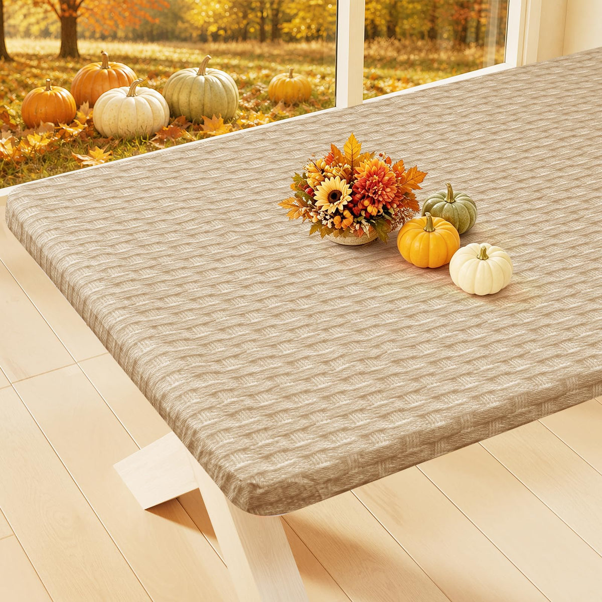 Smiry Rectangle Table Cloth, Waterproof Plastic Table Cover for 6FT Tables