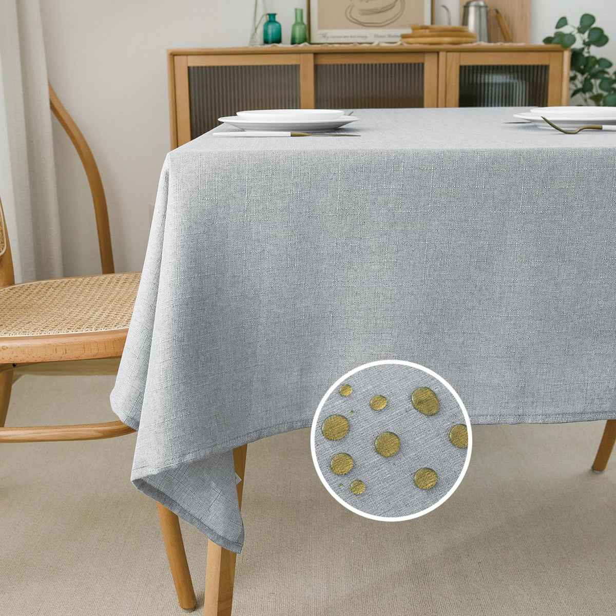 NLMUVW Burlap Linen Tablecloth 6ft, Tan Table Cloth Rectangular