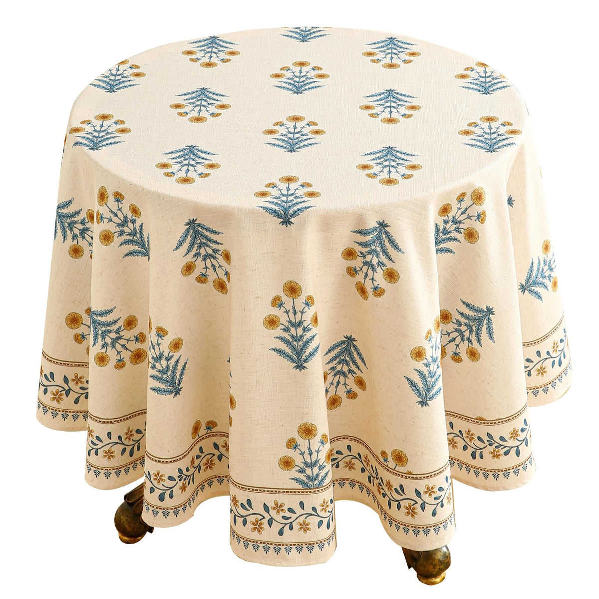 ISAENNE Designer Vintage Small Square Floral Tablecloth,55"x55"