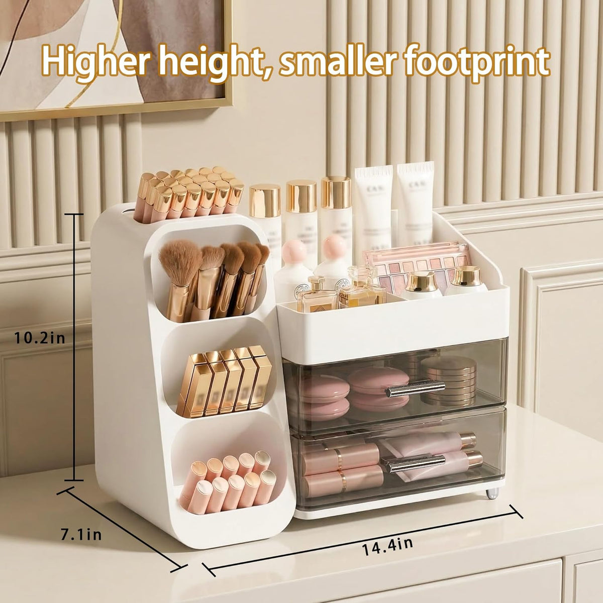 Large Capacity Makeup Organizer Countertop with Makeup Brush Holder for Vanity, Thickened Material, Bathroom Countertop Organizer Skin Care Perfumes Storage, Teen Girl Gifts for 12-23 Year