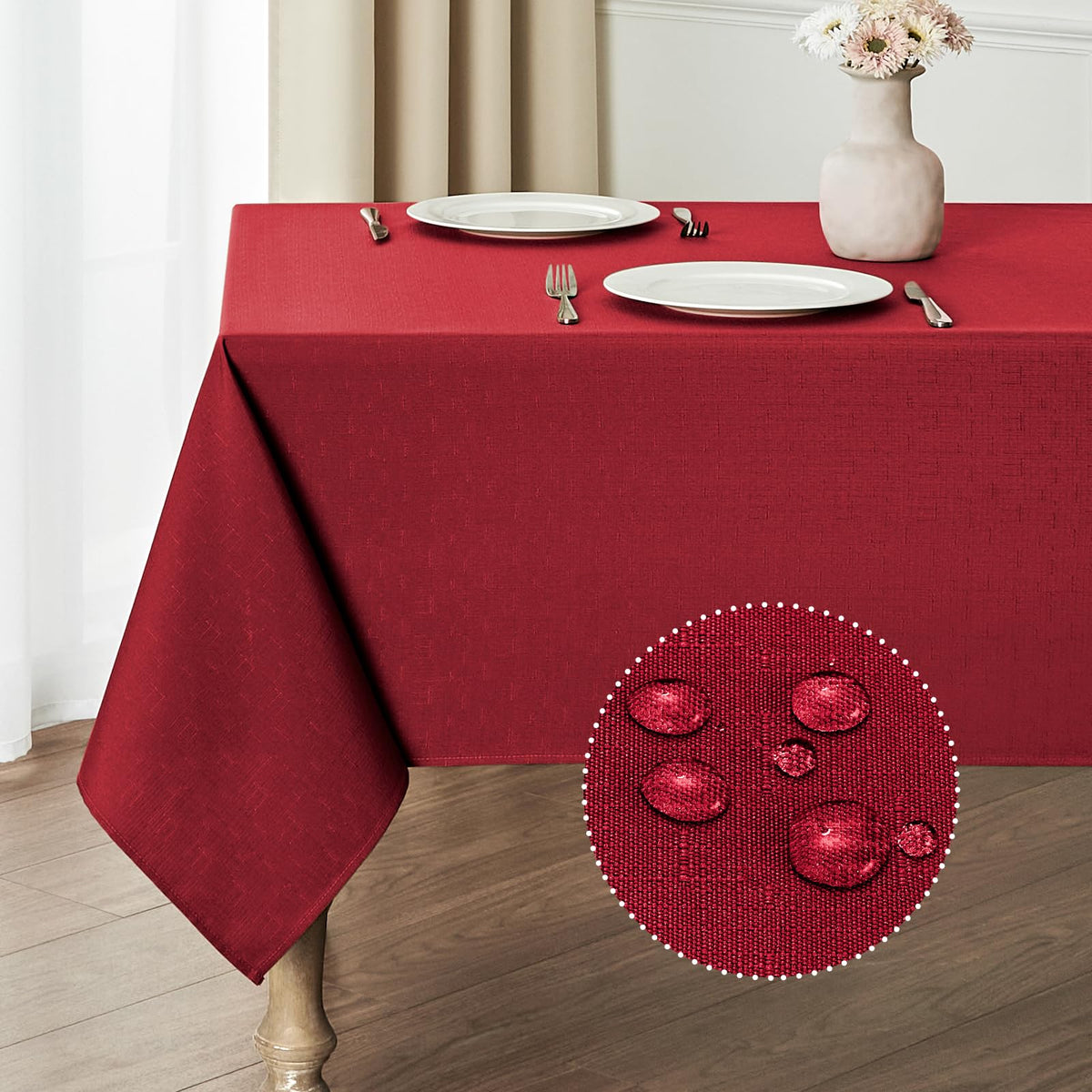 Veblandy Faux Linen Rectangle Tablecloth Waterproof 52x70 inch Table Cloth Stain and Wrinkle Resistant Washable, Decorative Fabric Table Cover for Dining, Kitchen, Wedding and Parties, Coffee