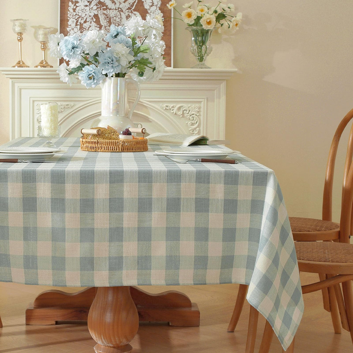 Gingham Tablecloths Rectangular Washable Picnic Table Cover 55”x 70”