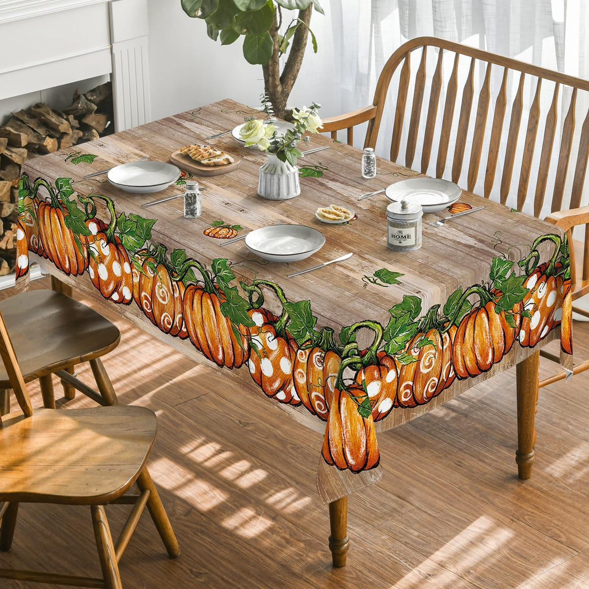 Horaldaily Fall Tablecloth 60 x 60 Inch Square Thanksgiving Pot