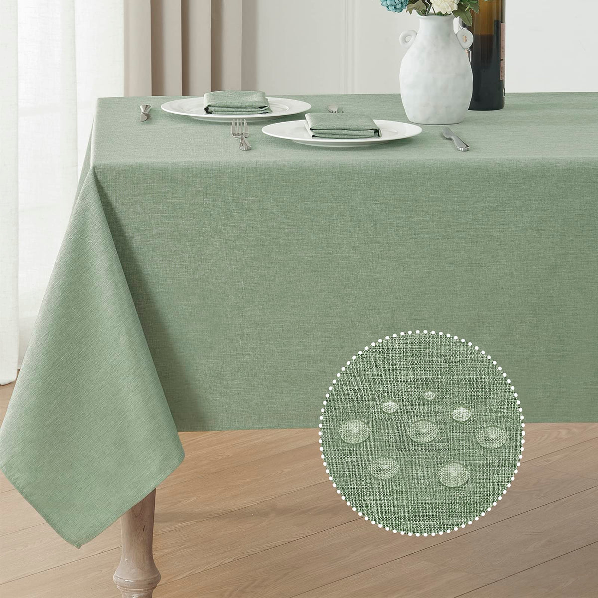 Veblandy Faux Linen Rectangle Tablecloth Waterproof 52x70 inch Table Cloth Stain and Wrinkle Resistant Washable, Decorative Fabric Table Cover for Dining, Kitchen, Wedding and Parties, Coffee